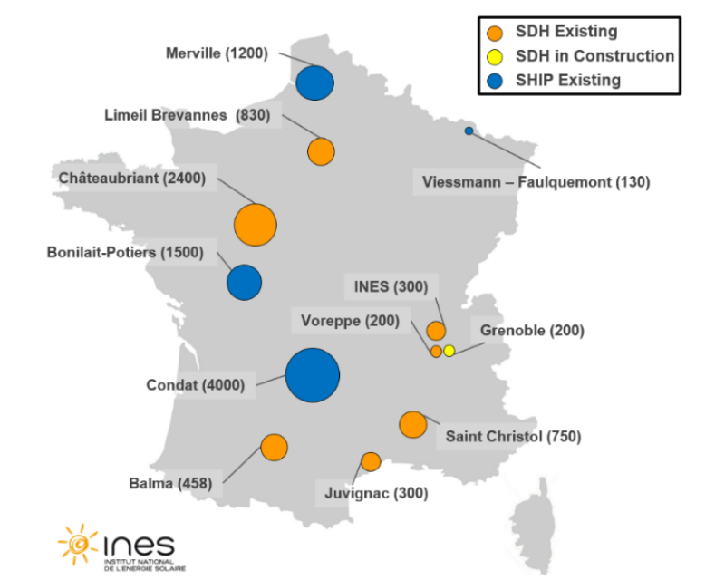 Map with Large-Scale Solar Thermal Systems