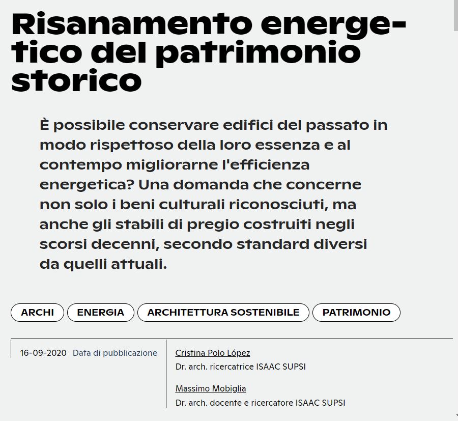 Risanamento energetico del patrimonio storico