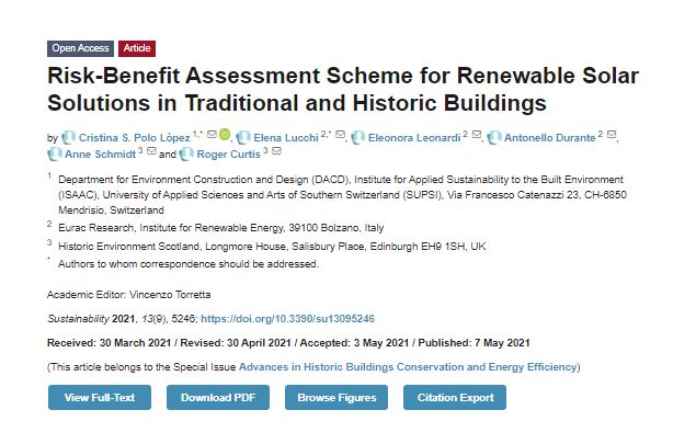 Risk-Benefit Assessment Scheme for Renewable Solar Solutions in Traditional and Historic Buildings
